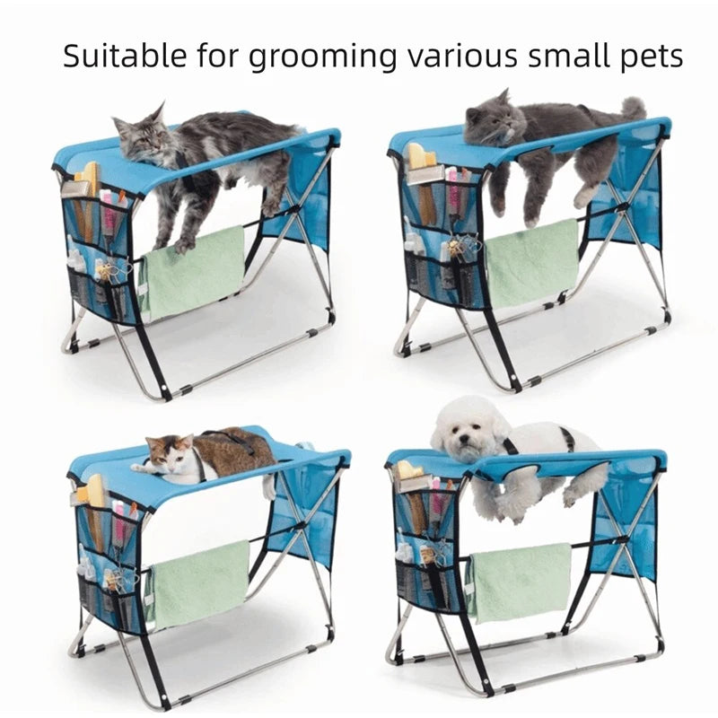 Hopfällbart groomingbord för hund & katt i rostfritt stål