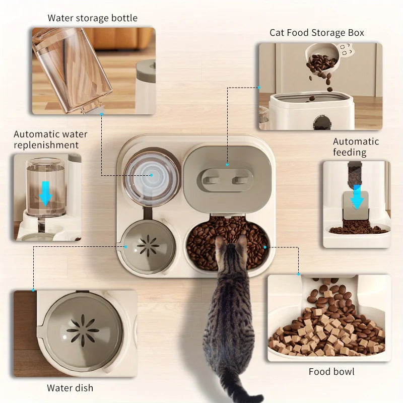 AquaFeed – Spillfri mat- & vattenstation för katt & hund