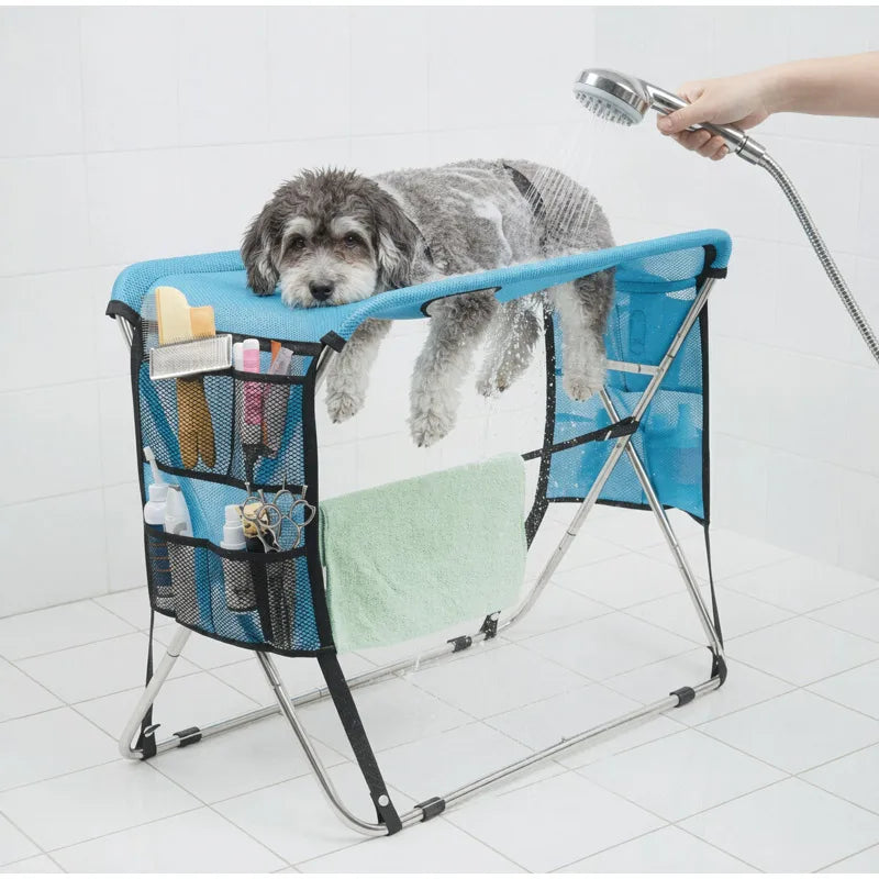 Hopfällbart groomingbord för hund & katt i rostfritt stål