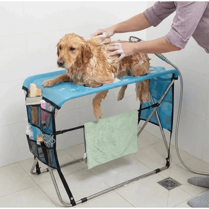 Hopfällbart groomingbord för hund & katt i rostfritt stål