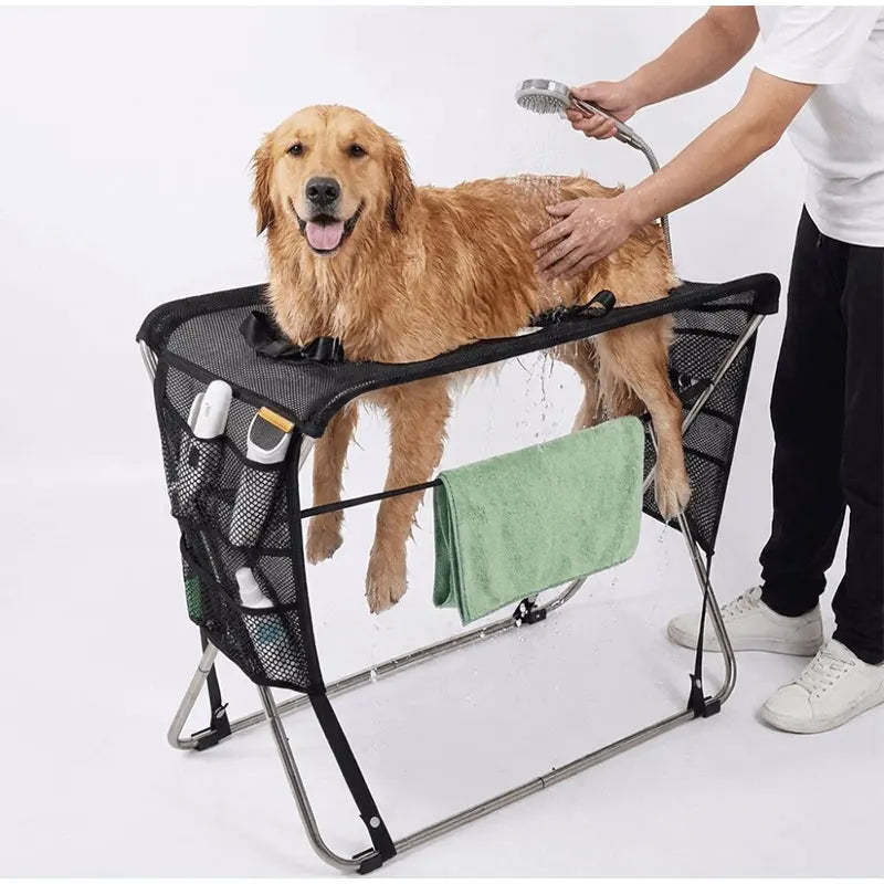 Hopfällbart groomingbord för hund & katt i rostfritt stål