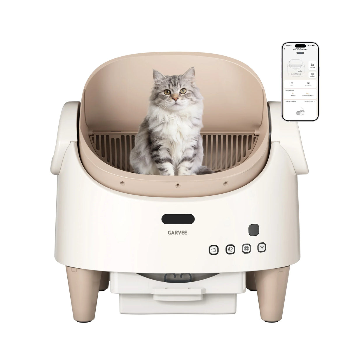 Smart självrengörande kattlåda med öppen design
