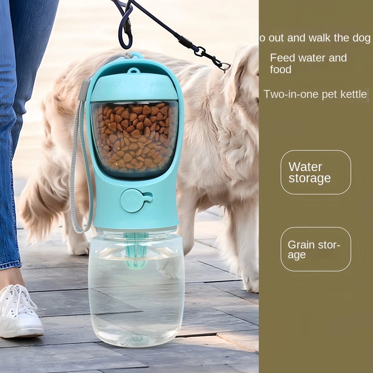 TravelPet 2-i-1 – Vattenflaska & matbehållare för hund och katt